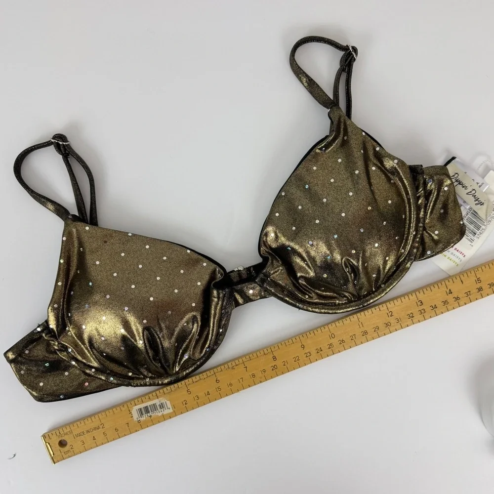Dippin Daisy's Gold Metallic Bikini Top‎ Glam Mermaidcore Chic Large New